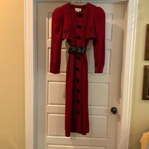 Vintage 1990 Leslie Lucks red and black houndstooth dress. size 6